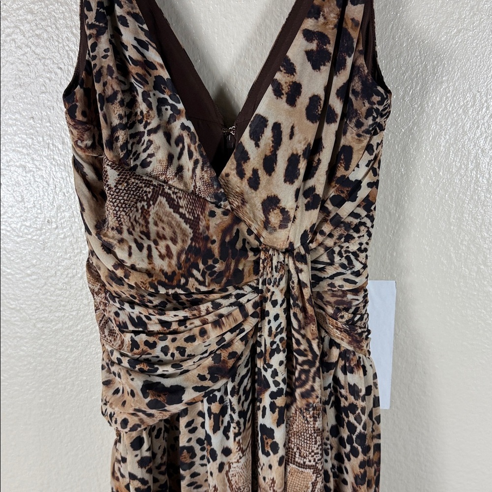 Michael Costello × REVOLVE Natalia Gown in Leopard Brown Animal Medley - Picture 6 of 10